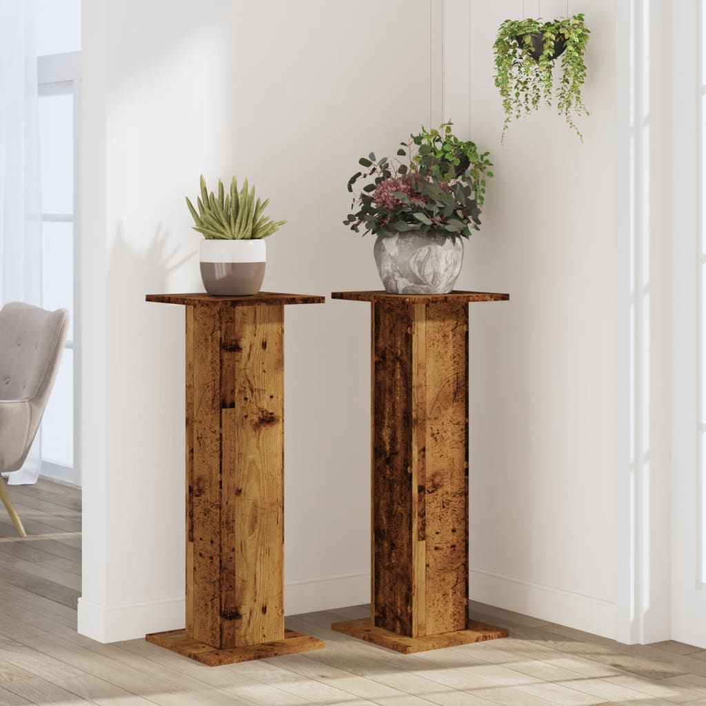 Supporti per Piante 2 pz Legno Vecchio 30x30x80 cm Truciolato - homemem39