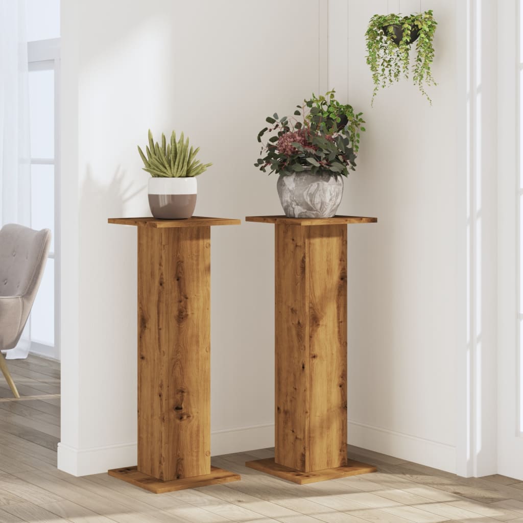 Supporti Piante 2 pz Rovere Artigianale 30x30x80 cm Truciolato - homemem39