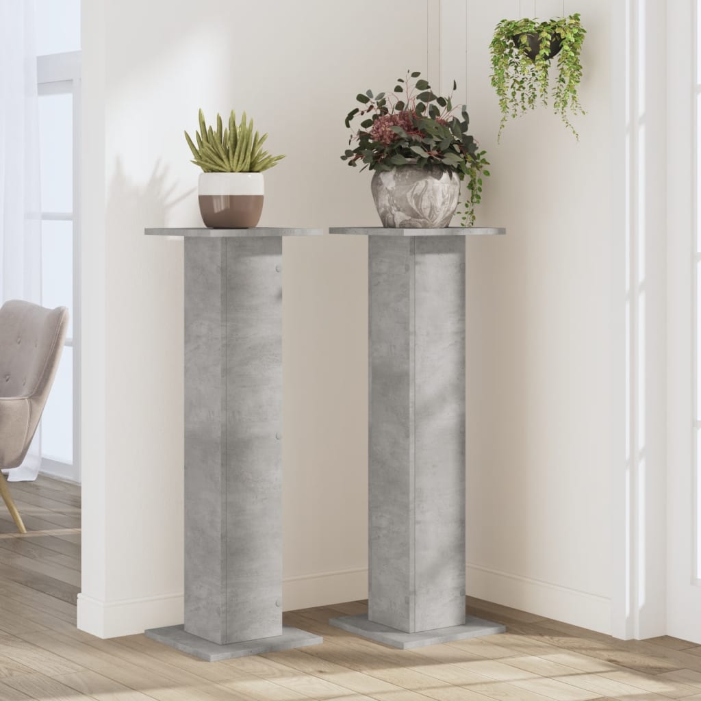 Supporti per Piante 2 pz Grigio Cemento 30x30x95 cm Truciolato - homemem39