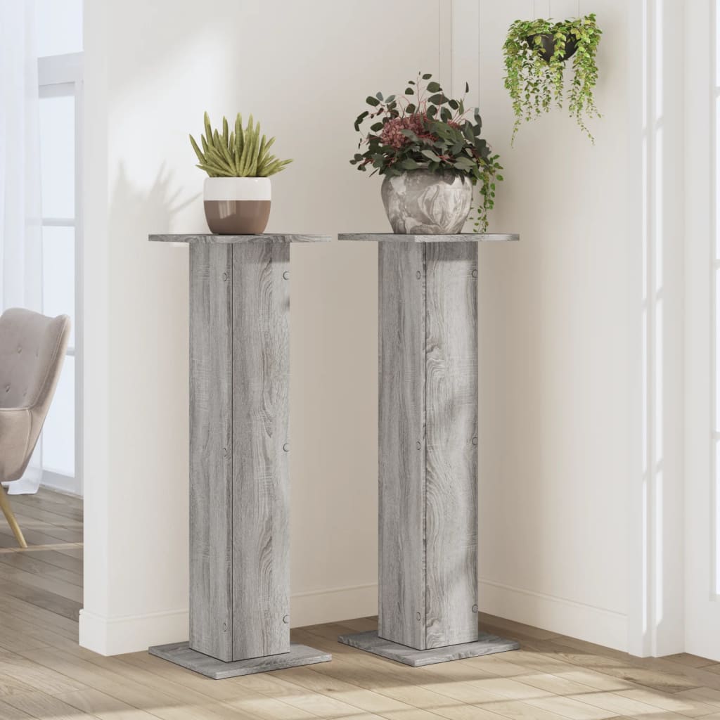 Supporti per Piante 2 pz Grigio Sonoma 30x30x95cm in Truciolato - homemem39