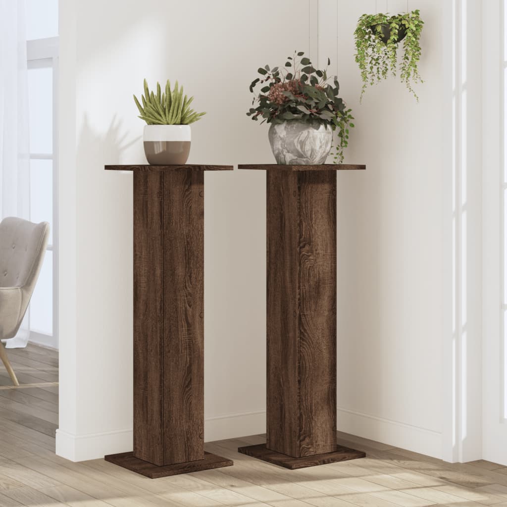 Supporti per Piante 2 pz Rovere Marrone 30x30x95 cm Truciolato - homemem39