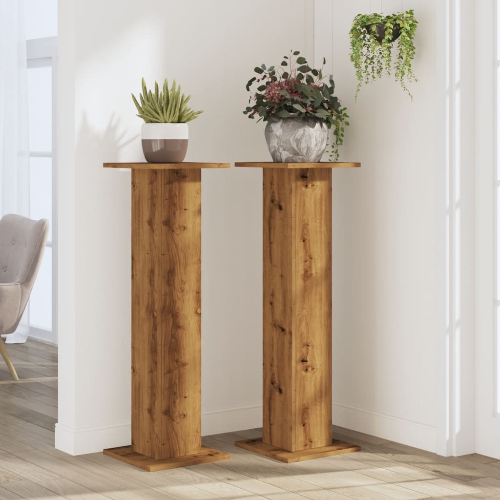 Supporti Piante 2 pz Rovere Artigianale 30x30x95 cm Truciolato - homemem39