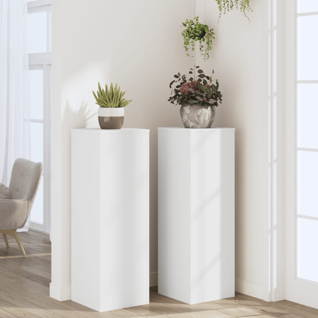 Supporti per Piante 2 pz Bianchi 33x33x100 cm Legno Multistrato - homemem39
