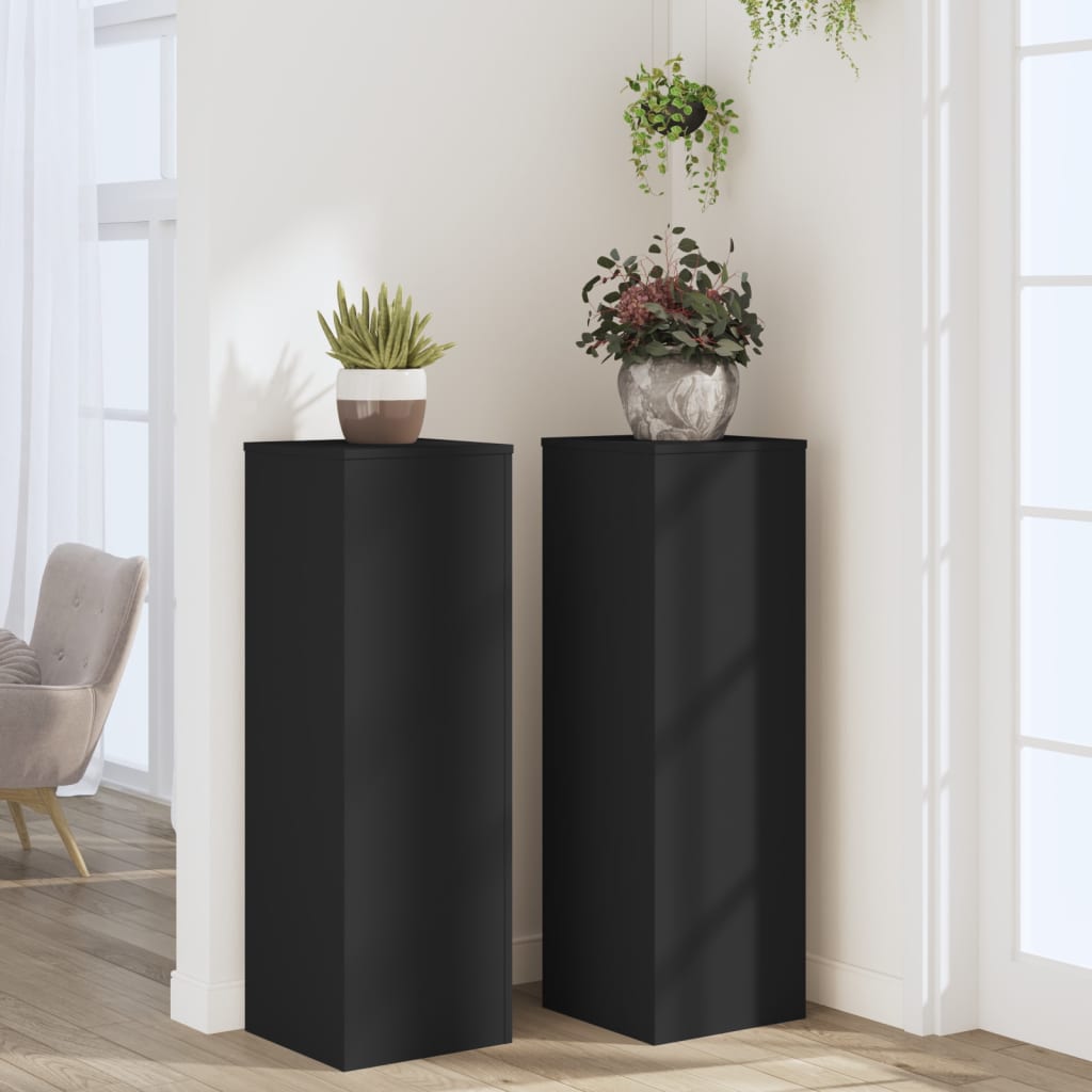 Supporti per Piante 2 pz Neri 33x33x100 cm Legno Multistrato - homemem39