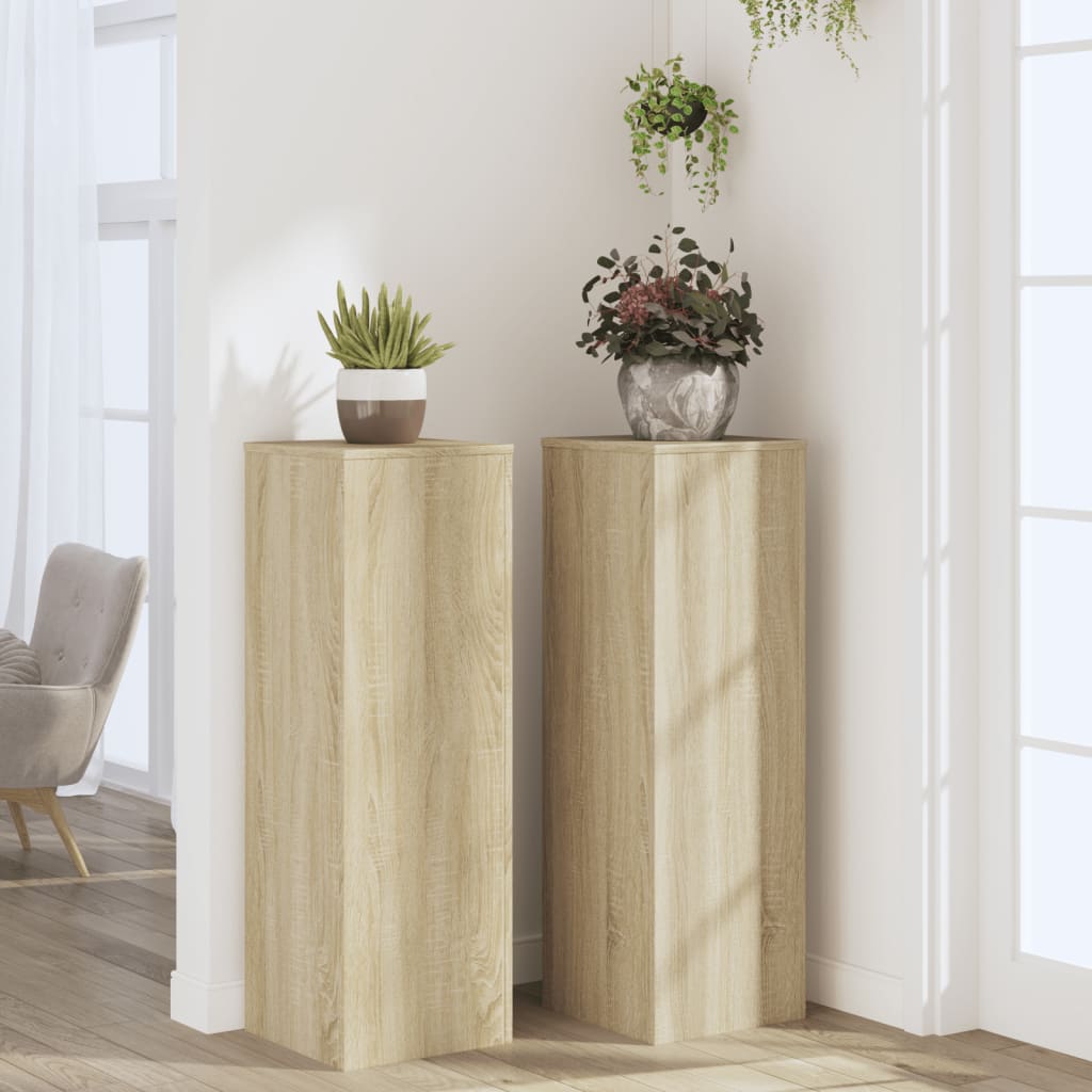 Supporti per Piante 2 pz Rovere Sonoma 33x33x100 cm Multistrato - homemem39