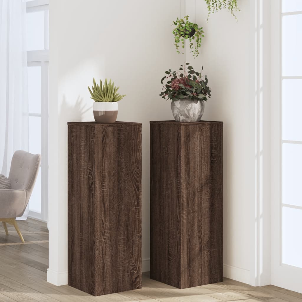 Supporti per Piante 2 pz Rovere Marrone 33x33x100cm Multistrato - homemem39