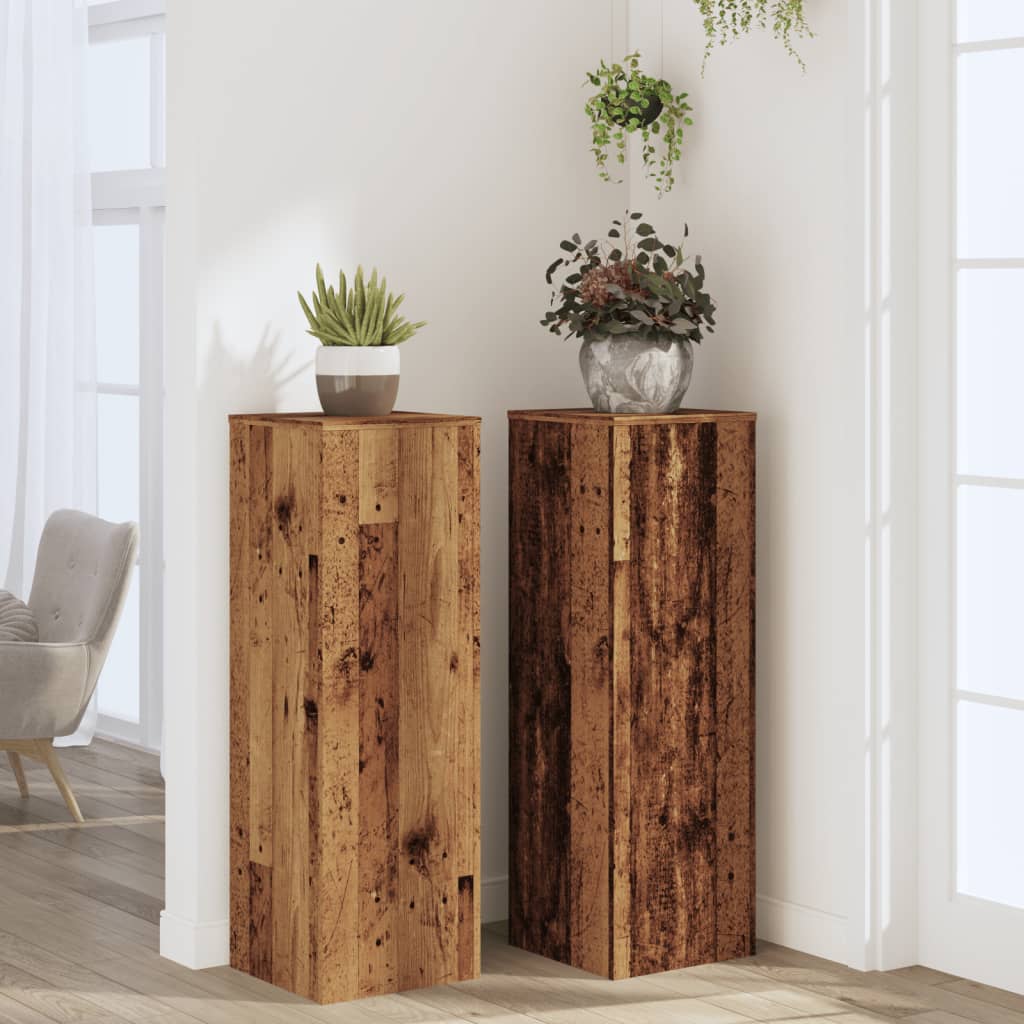 Supporti per Piante 2 pz Legno Vecchio 33x33x100 cm Multistrato - homemem39