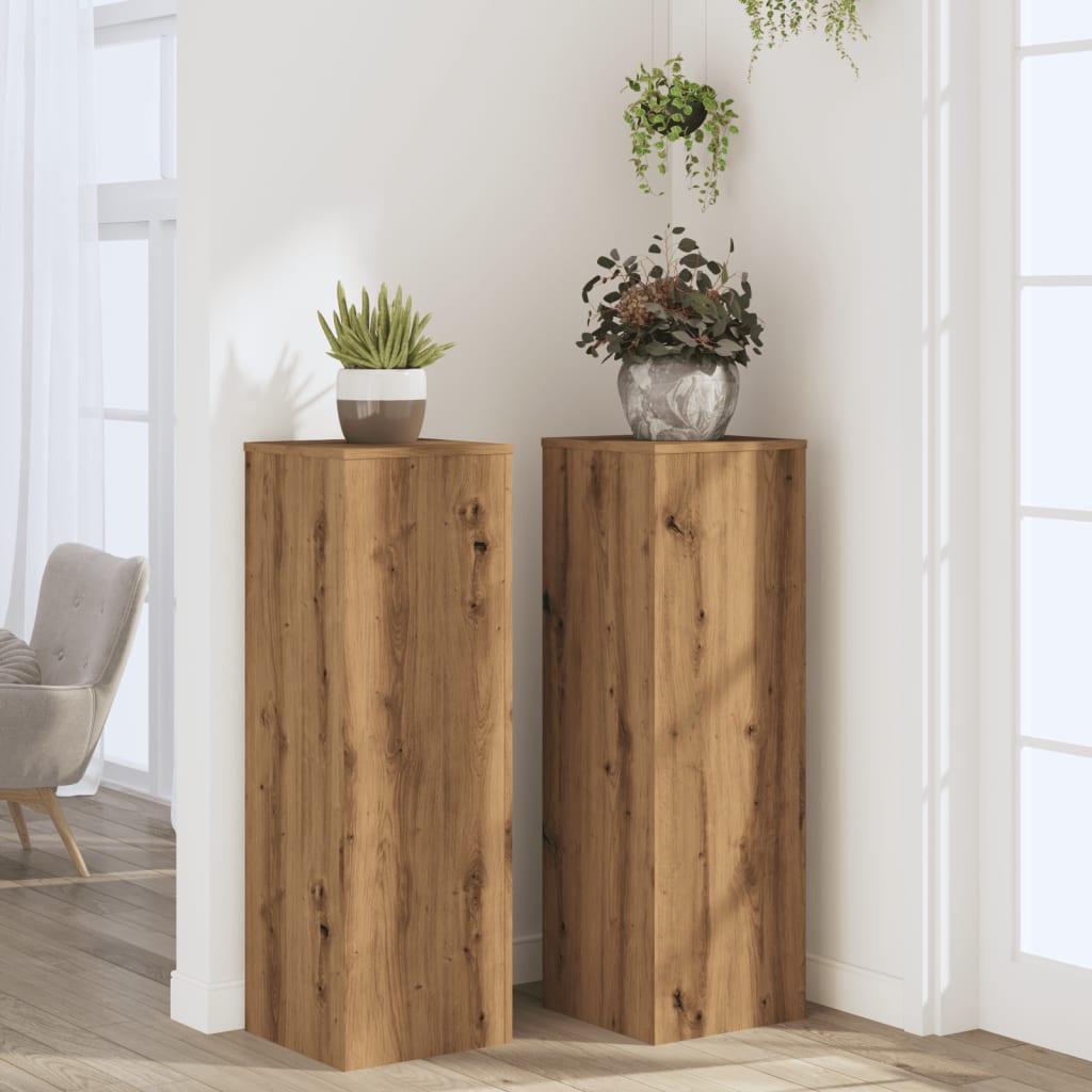 Supporti Piante 2 pz Rovere Artigianale 33x33x100cm Multistrato - homemem39