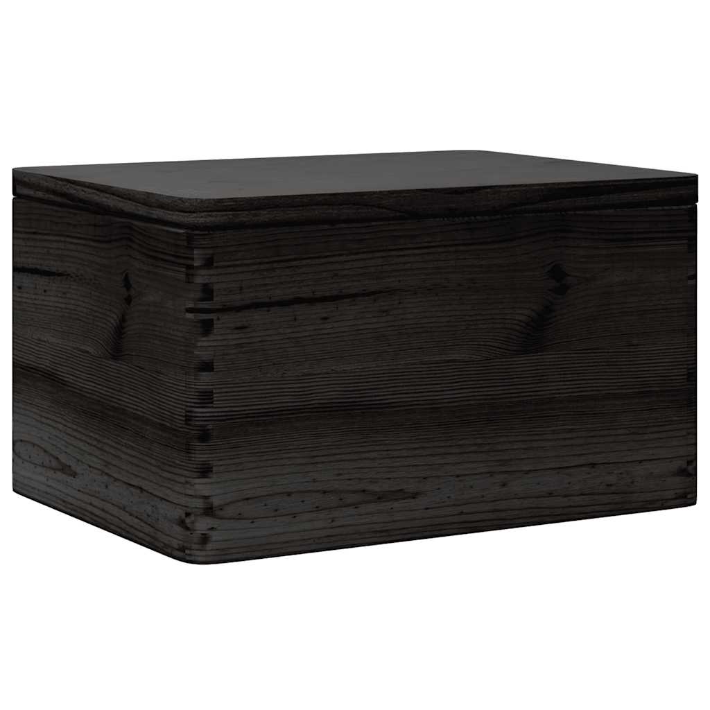 Scatola in Legno con Coperchio Nero 40x30x23cm in Legno di Pino - homemem39