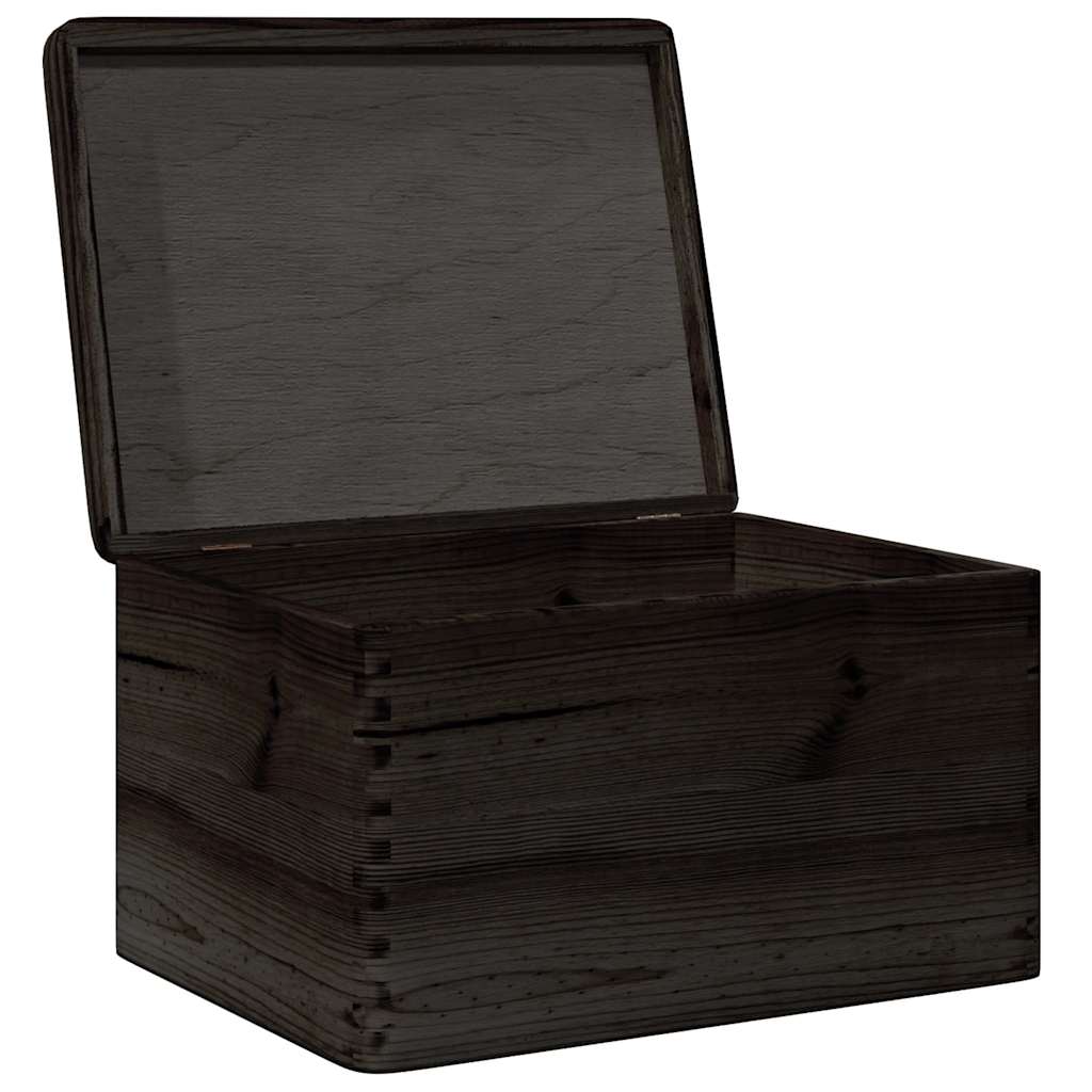 Scatola in Legno con Coperchio Nero 40x30x23cm in Legno di Pino - homemem39
