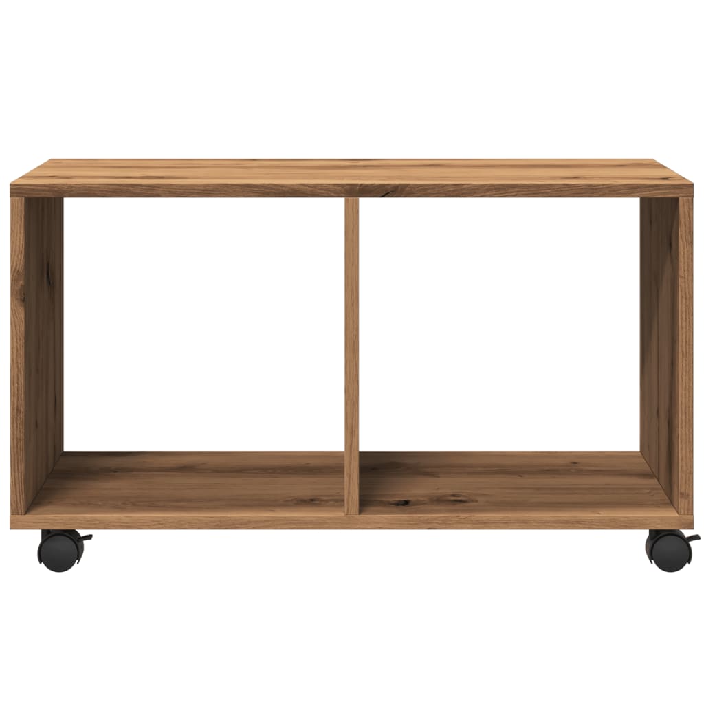 Mobiletto con Ruote Rovere Artigianale 72x33x42,5 cm Truciolato - homemem39