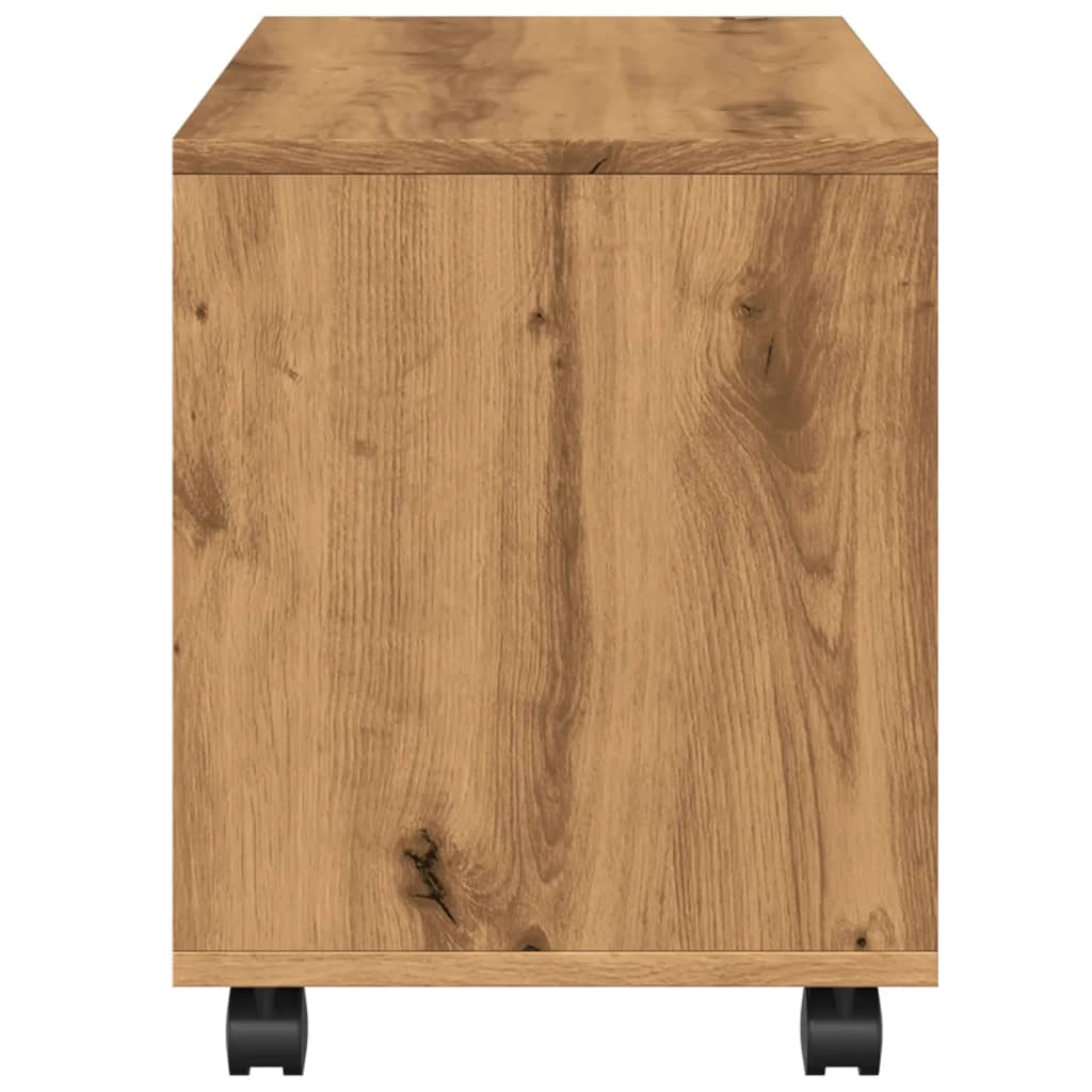 Mobiletto con Ruote Rovere Artigianale 72x33x42,5 cm Truciolato - homemem39