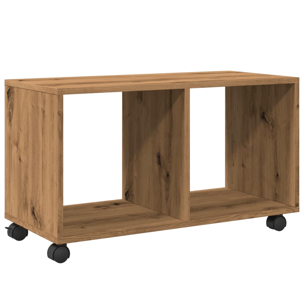Mobiletto con Ruote Rovere Artigianale 72x33x42,5 cm Truciolato - homemem39