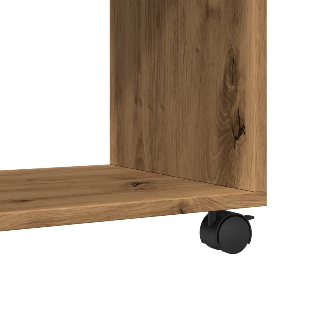Mobiletto con Ruote Rovere Artigianale 72x33x42,5 cm Truciolato - homemem39