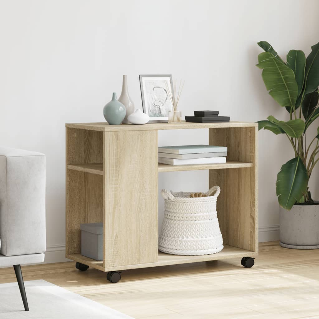 Tavolino con Ruote Rovere Sonoma 70x35x60 cm in Truciolato - homemem39