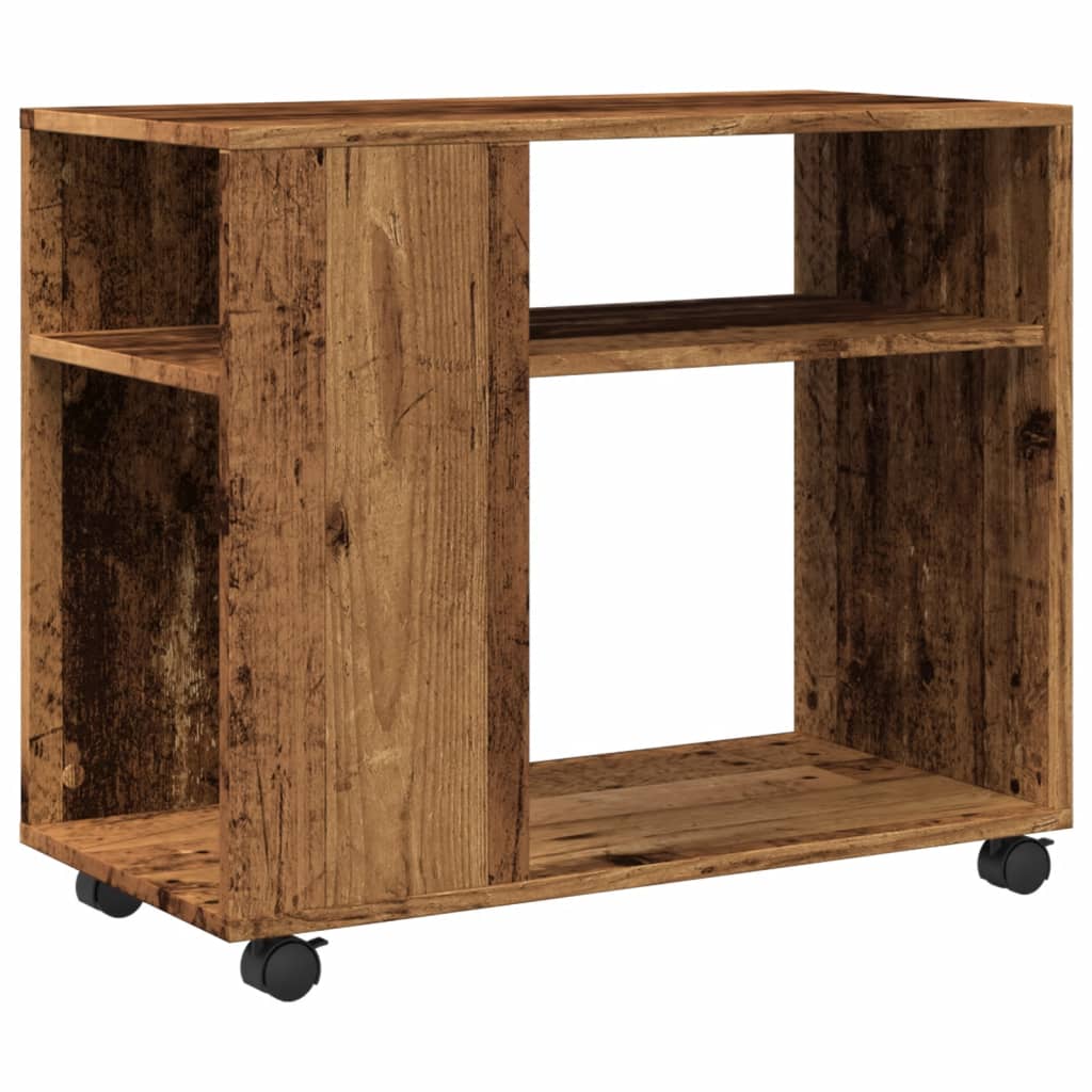 Tavolino con Ruote Legno Antico 70x35x60cm in Truciolato - homemem39