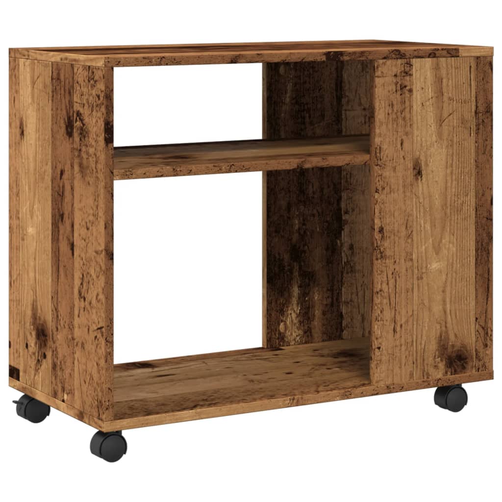 Tavolino con Ruote Legno Antico 70x35x60cm in Truciolato - homemem39