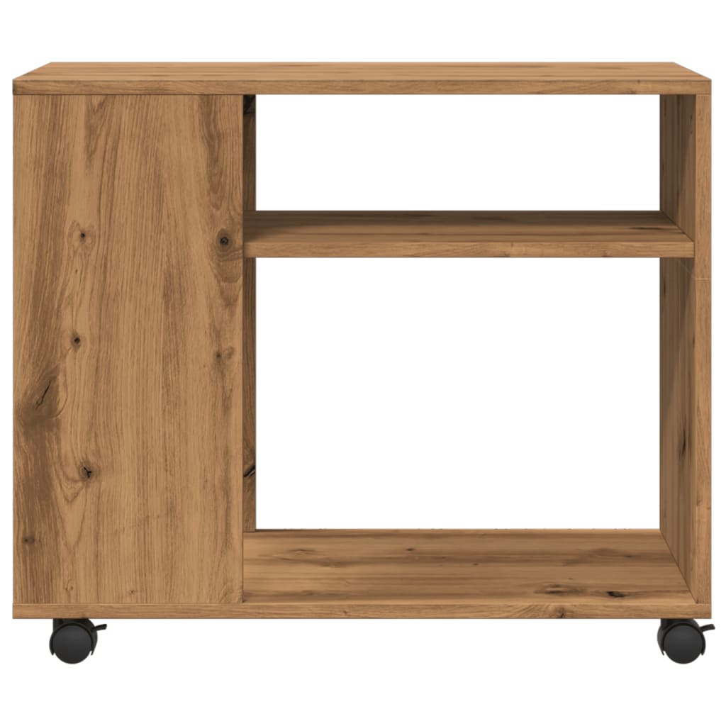 Tavolino con Ruote Rovere Artigianale 70x35x60 cm in Truciolato - homemem39
