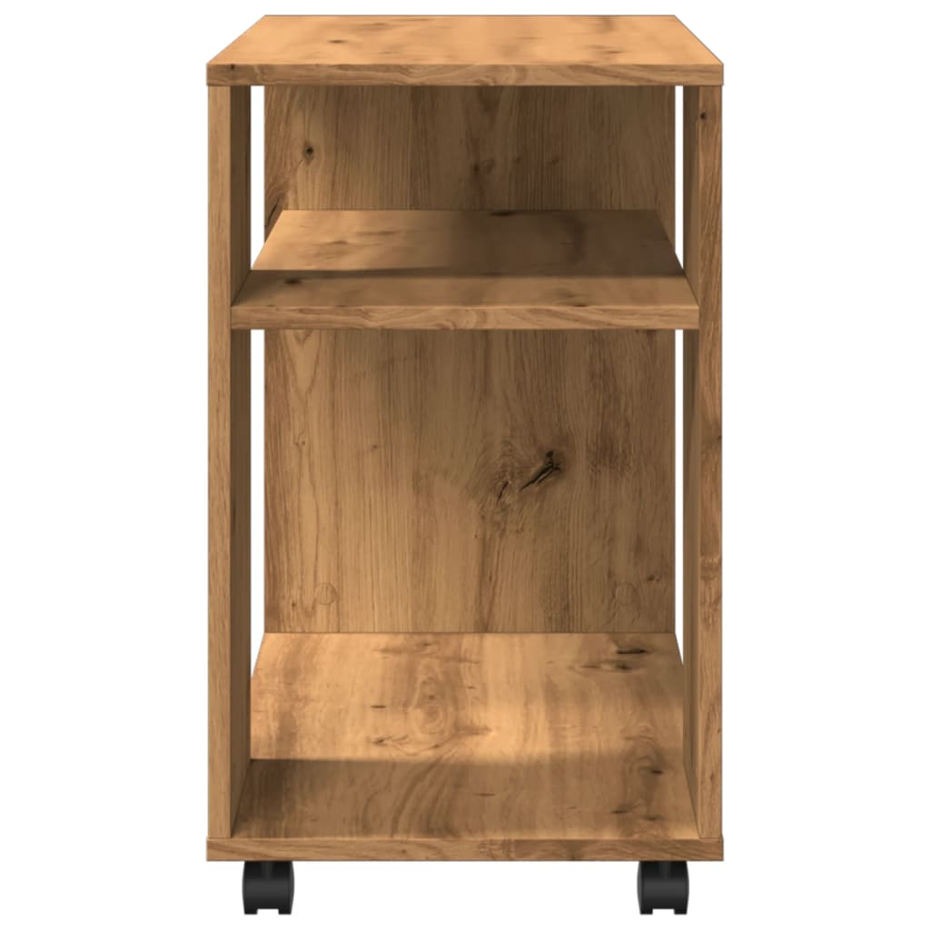 Tavolino con Ruote Rovere Artigianale 70x35x60 cm in Truciolato - homemem39