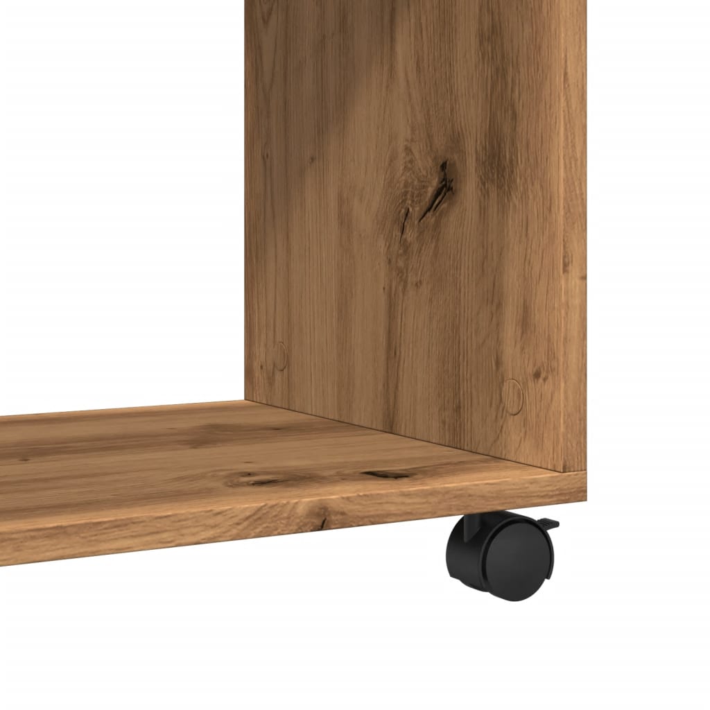 Tavolino con Ruote Rovere Artigianale 70x35x60 cm in Truciolato - homemem39