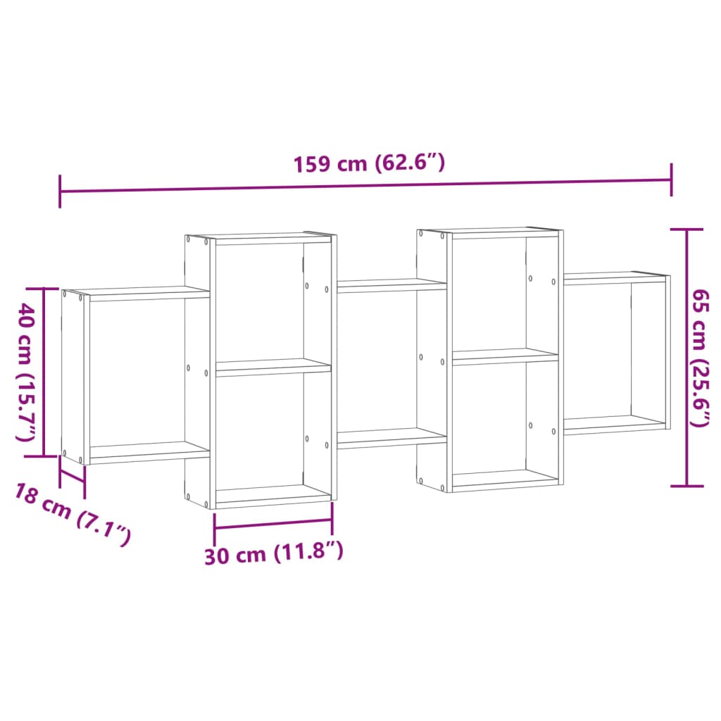 Scaffale a Parete Rovere Marrone 159x18x65 cm in Truciolato | homemem39