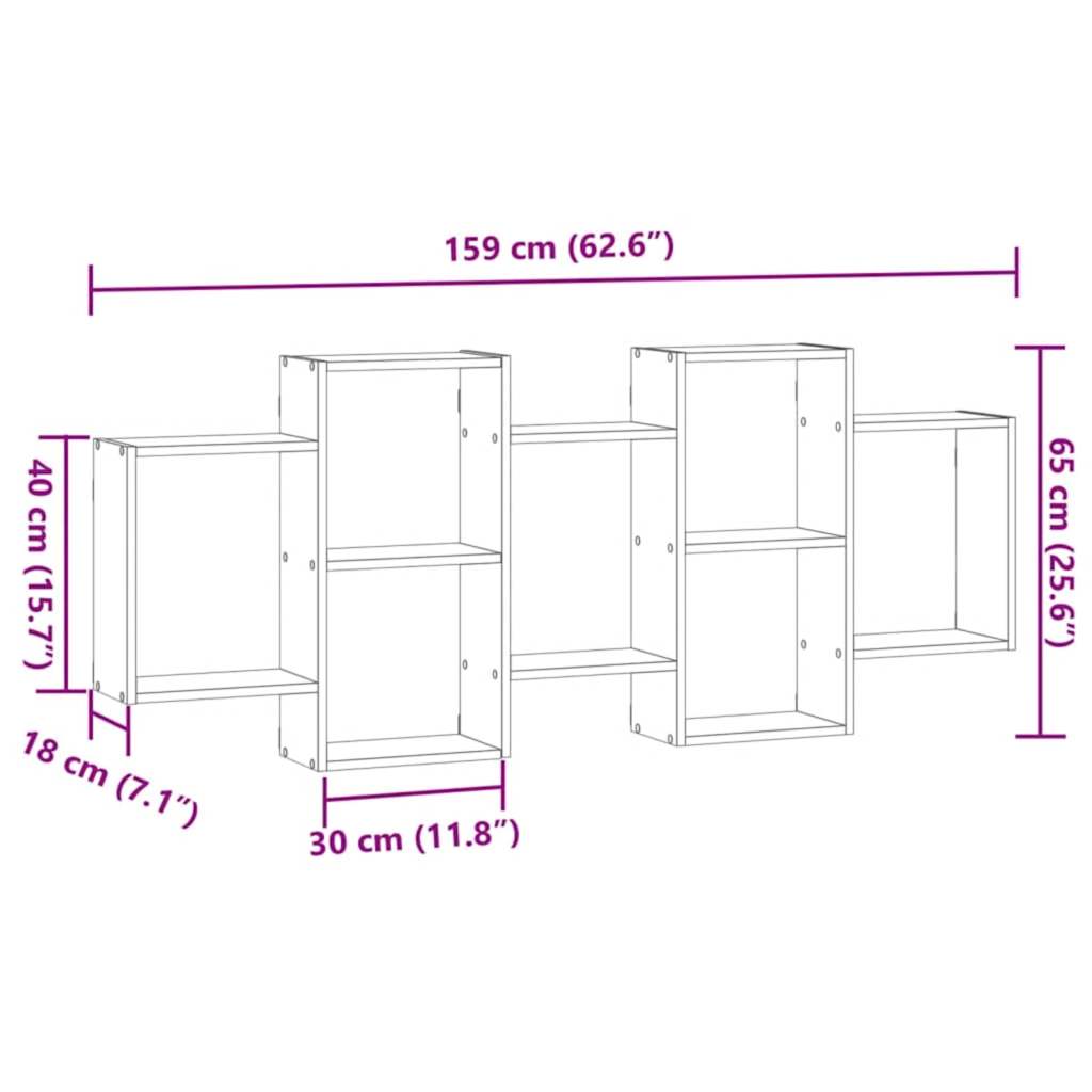 Scaffale a Parete Rovere Artigianale 159x18x65 cm in Truciolato | homemem39