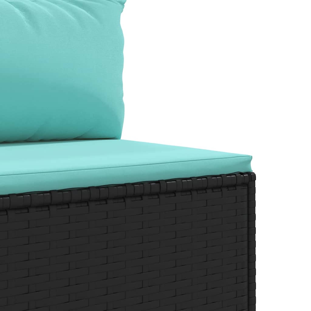Set Salotto da Giardino con Cuscini 7pz Nero Polyrattan