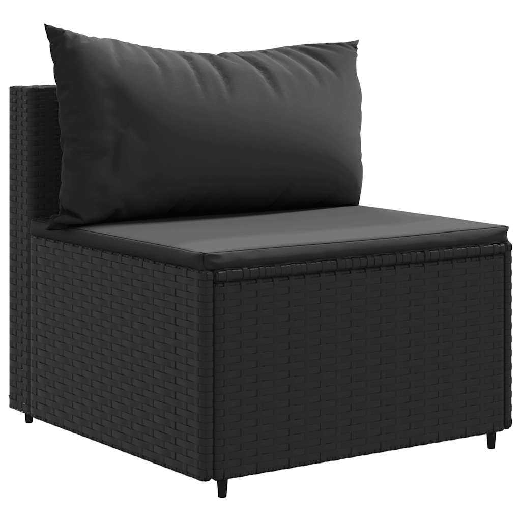 Set Divani da Giardino 5 pz con Cuscini Nero in Polyrattan