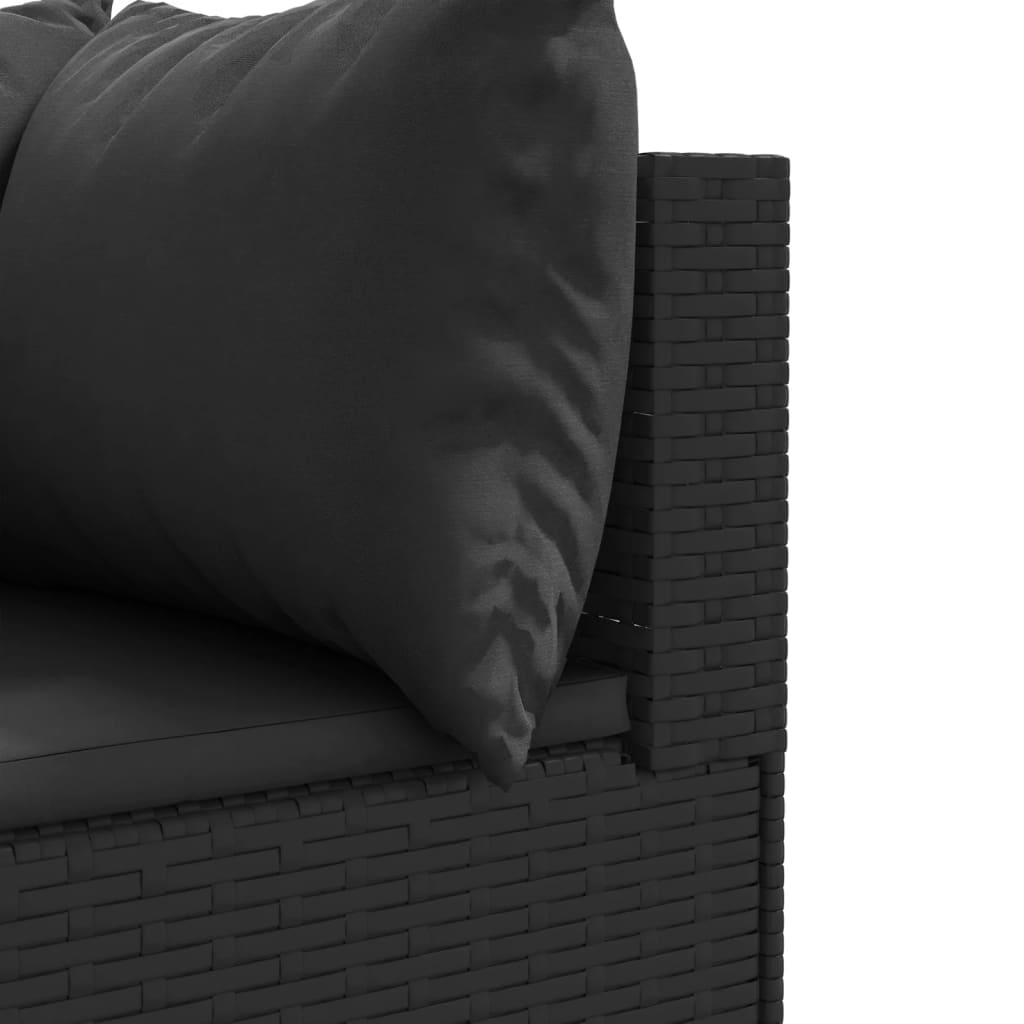 Set Mobili da Giardino 6 pz con Cuscini in Polyrattan Nero