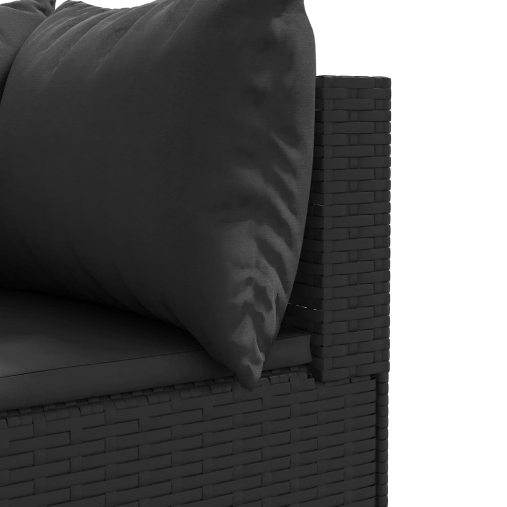 Set Mobili da Giardino 11 pz con Cuscini in Polyrattan Nero