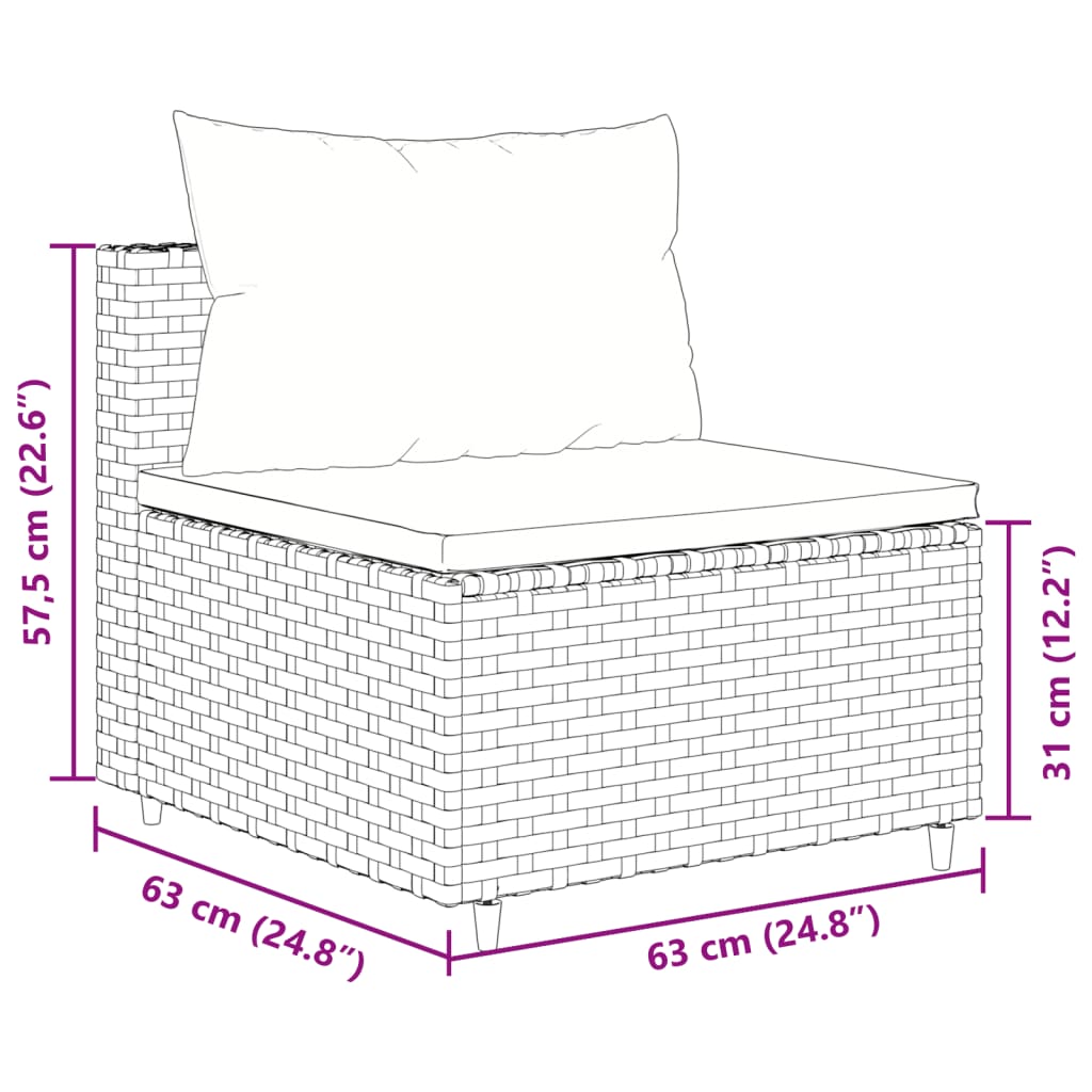 Set Divani da Giardino 9 pz con Cuscini Nero in Polyrattan