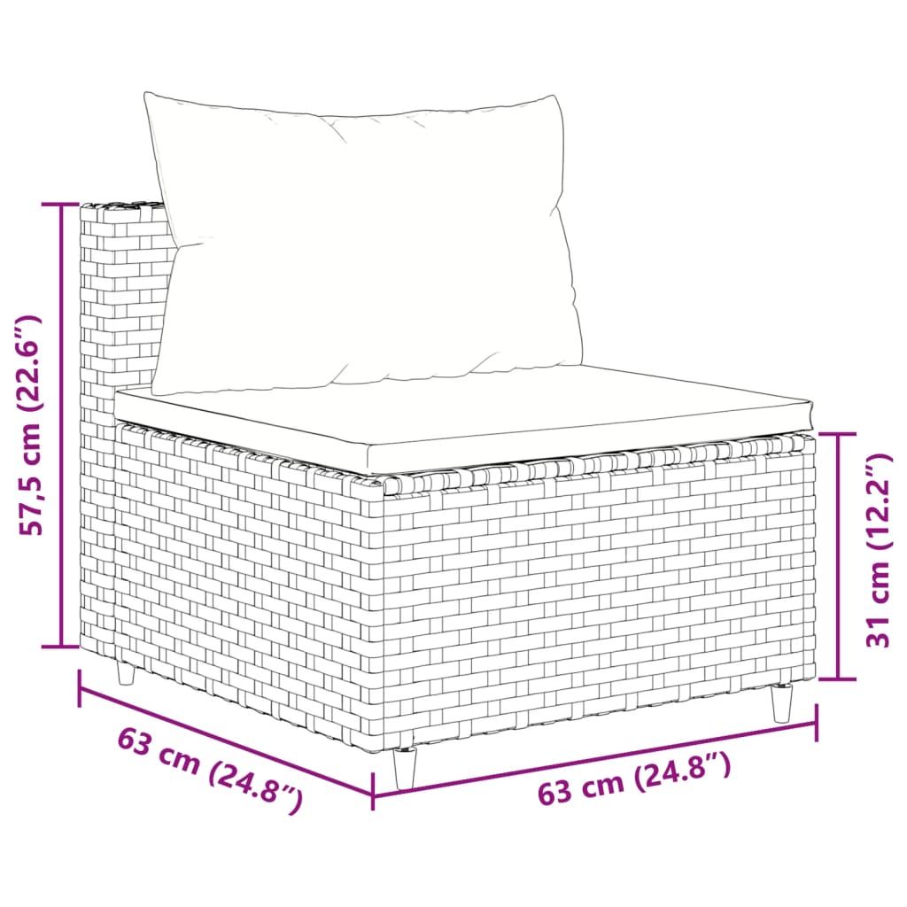 Set Divani da Giardino 9pz con Cuscini Marrone in Polyrattan | homemem39