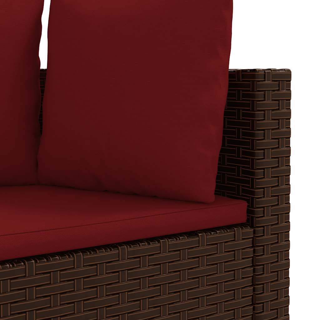 Set Divano da Giardino 4 pz con Cuscini Marrone in Polyrattan
