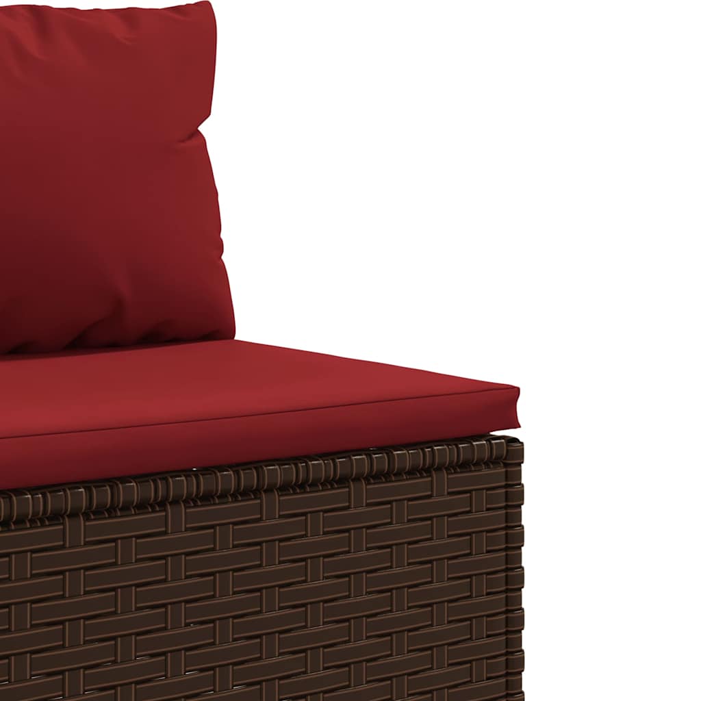 Set Divano da Giardino 4 pz con Cuscini Marrone in Polyrattan