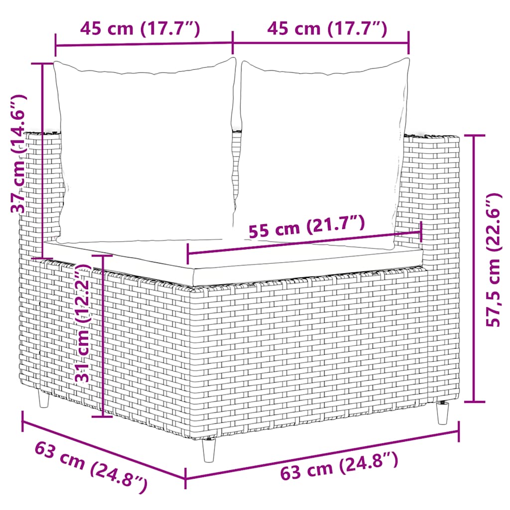 Set Divano da Giardino 4 pz con Cuscini Marrone in Polyrattan