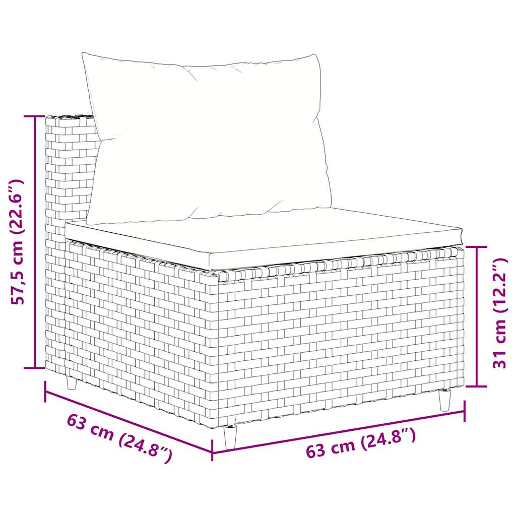 Set Divano da Giardino 4 pz con Cuscini Marrone in Polyrattan