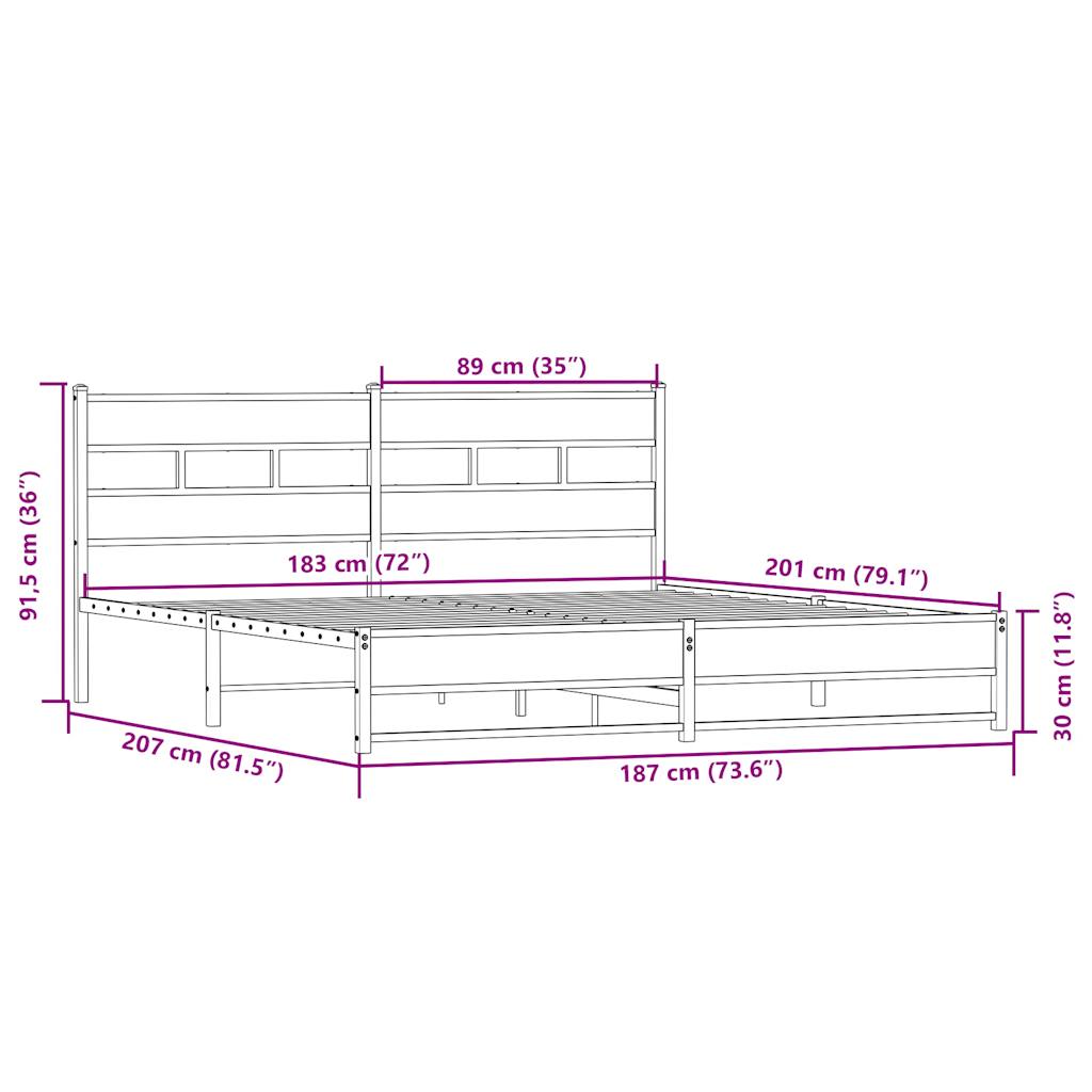 Giroletto senza Materaso in Metallo Rovere Sonoma 180x200 cm | homemem39