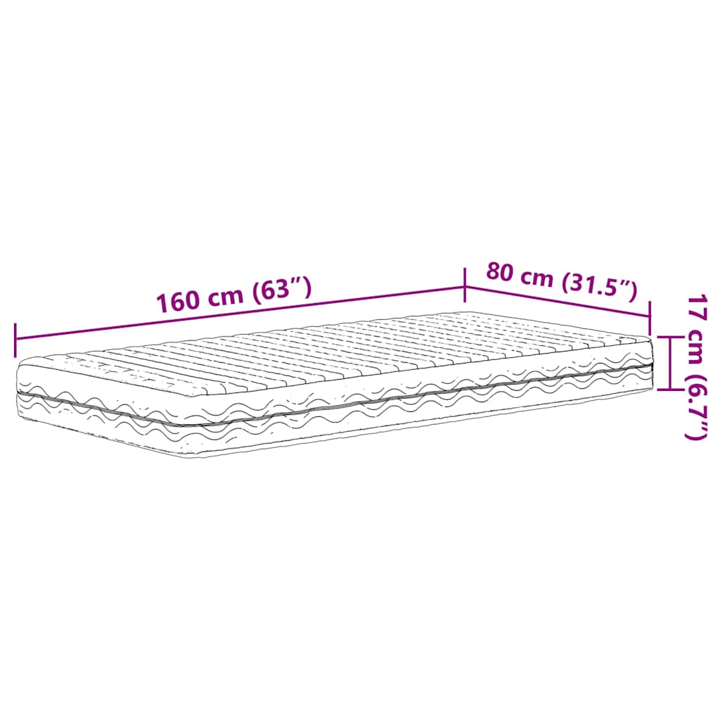 Materasso in Schiuma per Bambini Bianco 80x160 cm Durezza H2 H3 - homemem39