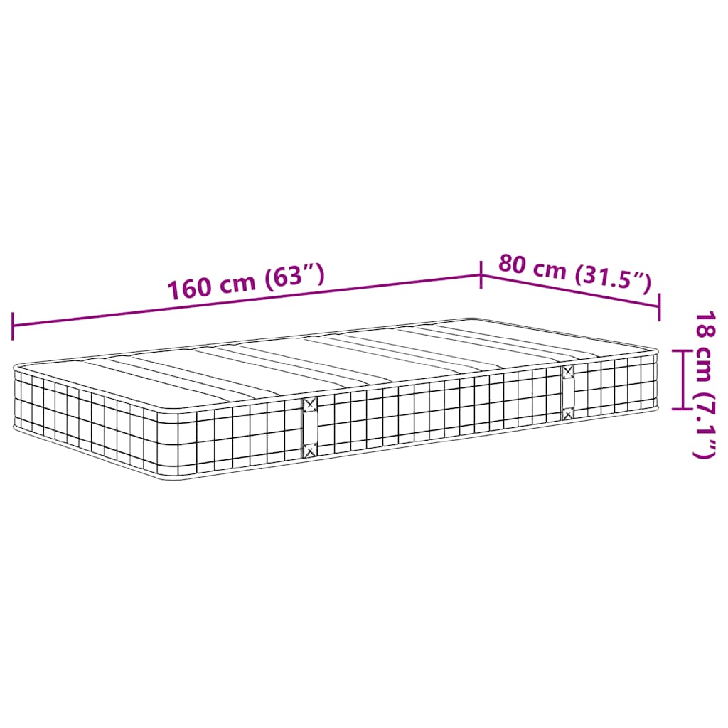 Materasso a Molle Bonnel per Bambini Medio 80x160 cm | homemem39