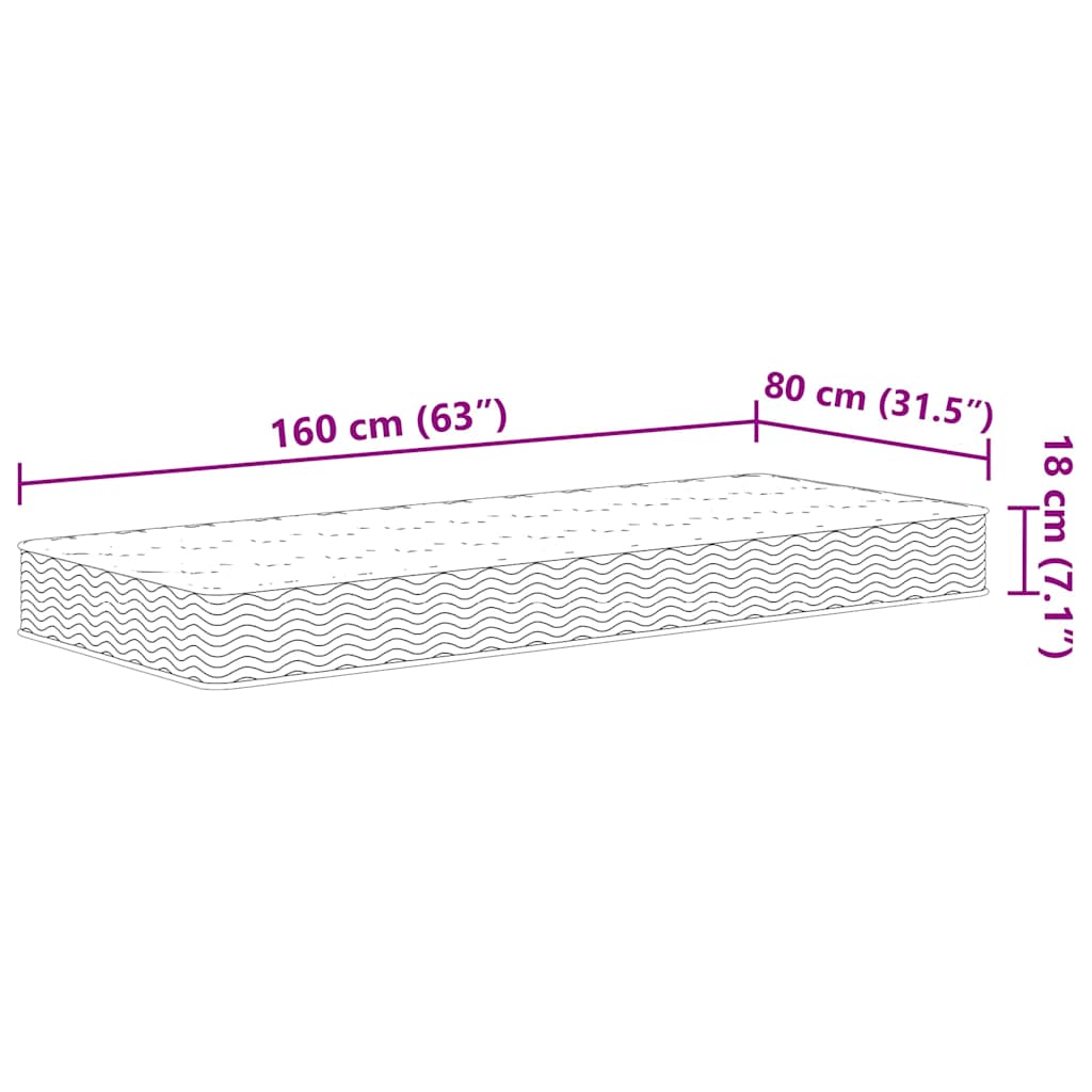 Materasso a Molle Bonnel per Bambini Medio 80x160 cm | homemem39