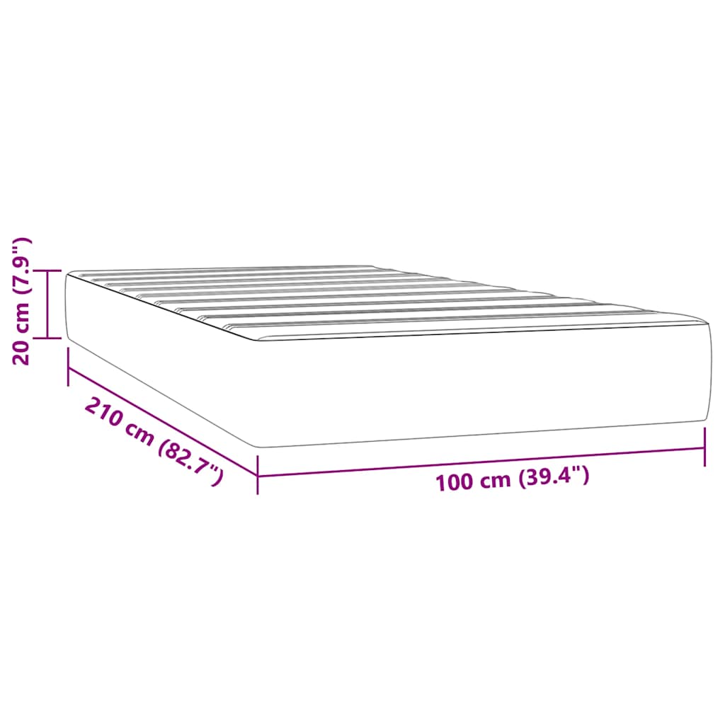 Materasso a Molle Insacchettate Rigidità Media Grigio Chiaro 100x210x20 cm in Velluto | homemem39
