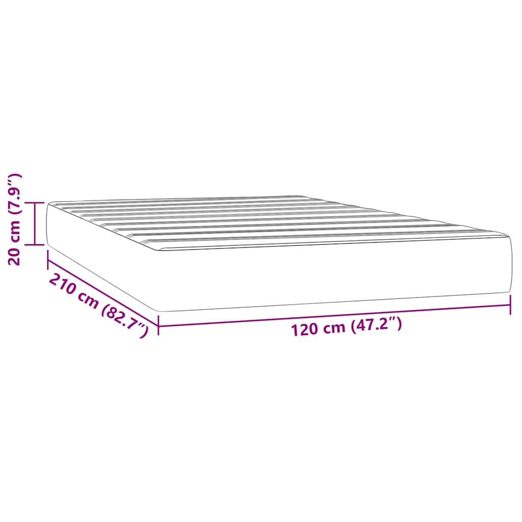 Materasso a Molle Insacchettate Rigidità Media Rosa 120x210x20 cm in Velluto | homemem39