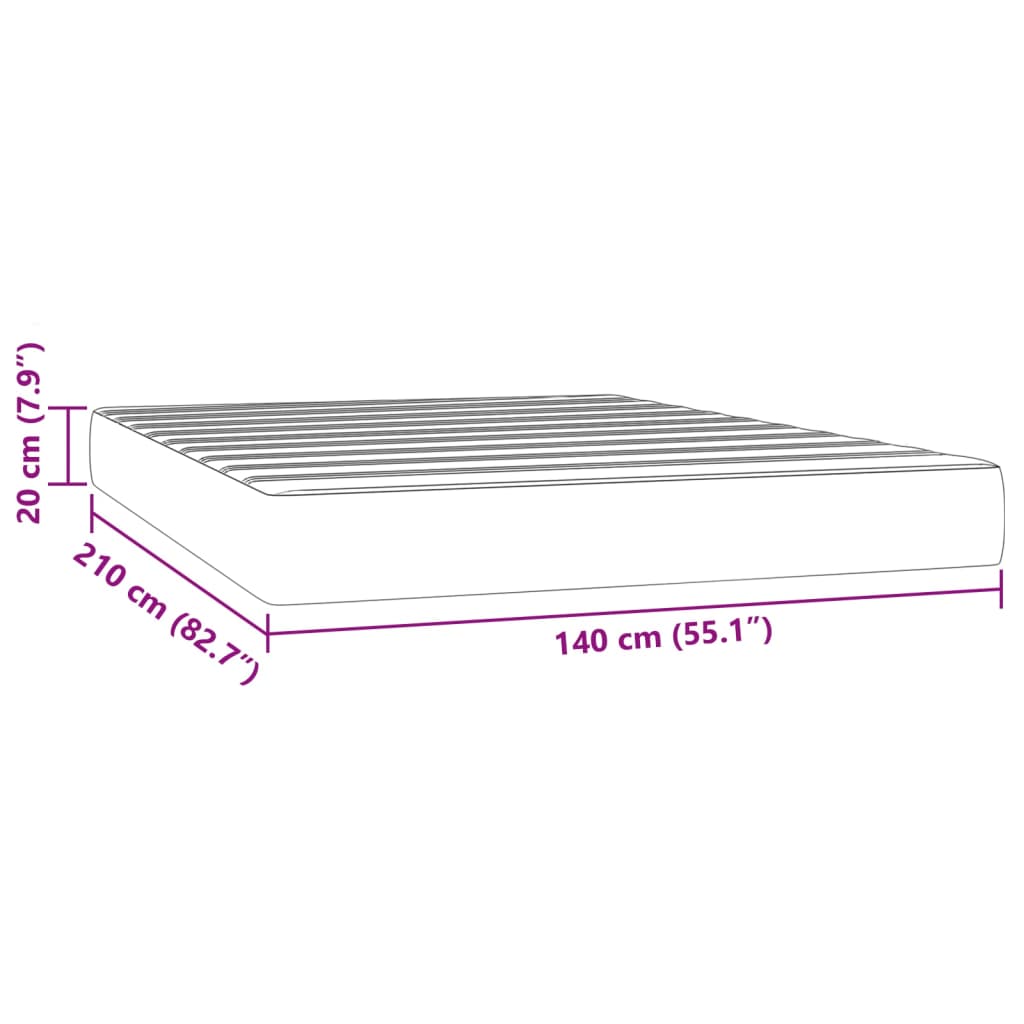Materasso a Molle Insacchettate Nero 140x210x20 cm in Velluto - homemem39