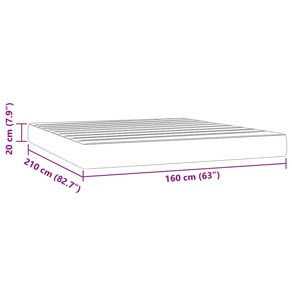 Materasso a Molle Insacchettate Rigidità Media Grigio Chiaro 160x210x20 cm in Velluto | homemem39
