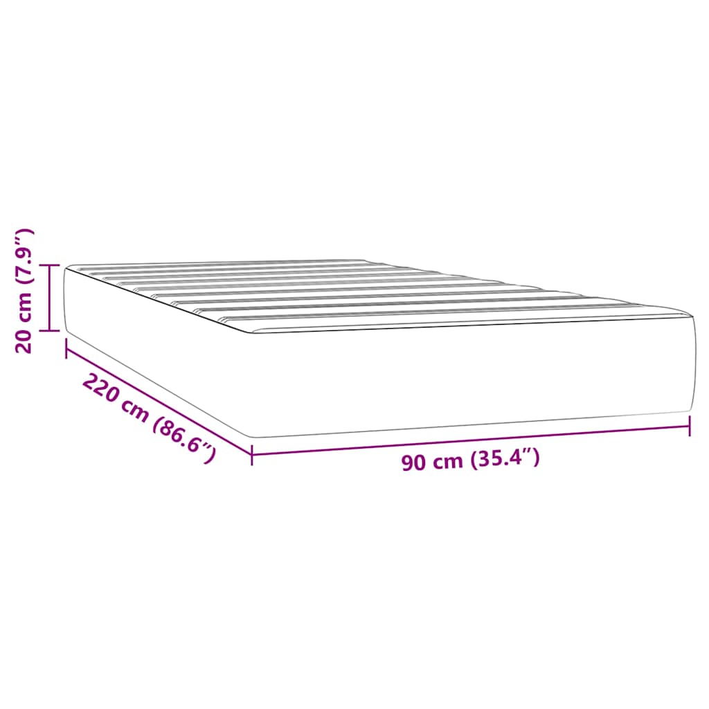 Materasso a Molle Insacchettate Rigidità Media Blu Scuro 90x220x20 cm in Velluto | homemem39