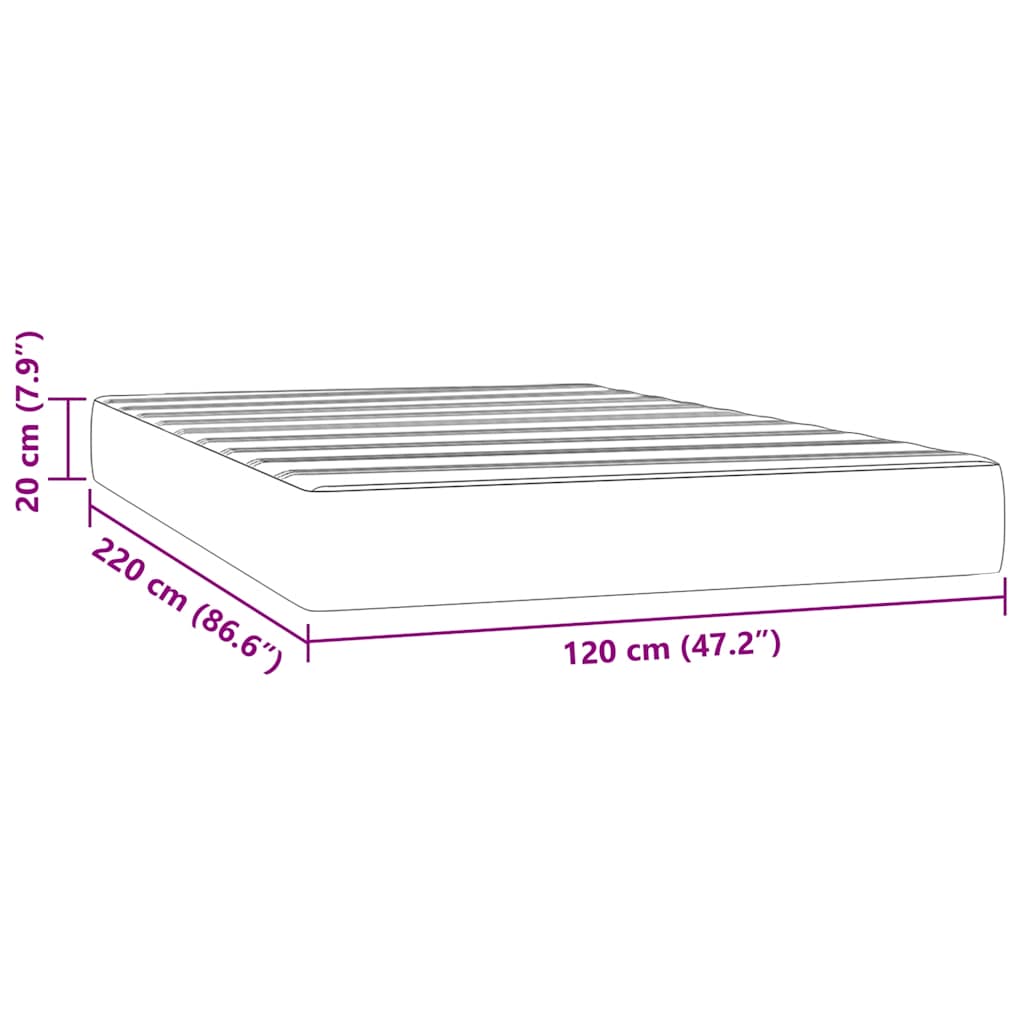 Materasso a Molle Insacchettate Rigidità Media Grigio Chiaro 120x220x20 cm in Velluto | homemem39