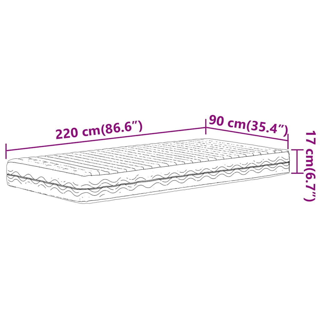 Materasso in Schiuma Bianco 90x220 cm Durezza H2 H3 | homemem39