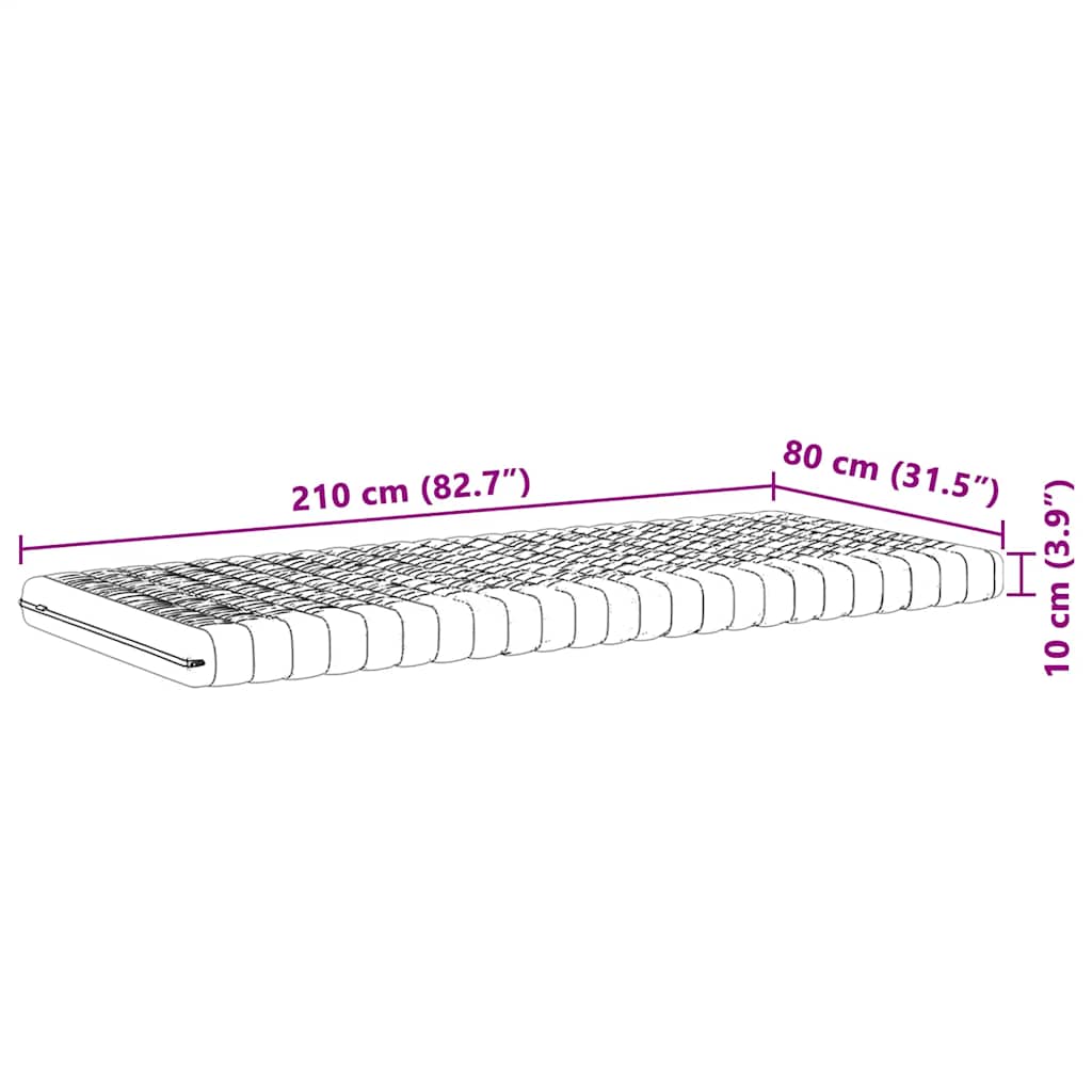 Materasso in Schiuma Bianco 80x210 cm 7 Zone Durezza 20 ILD
