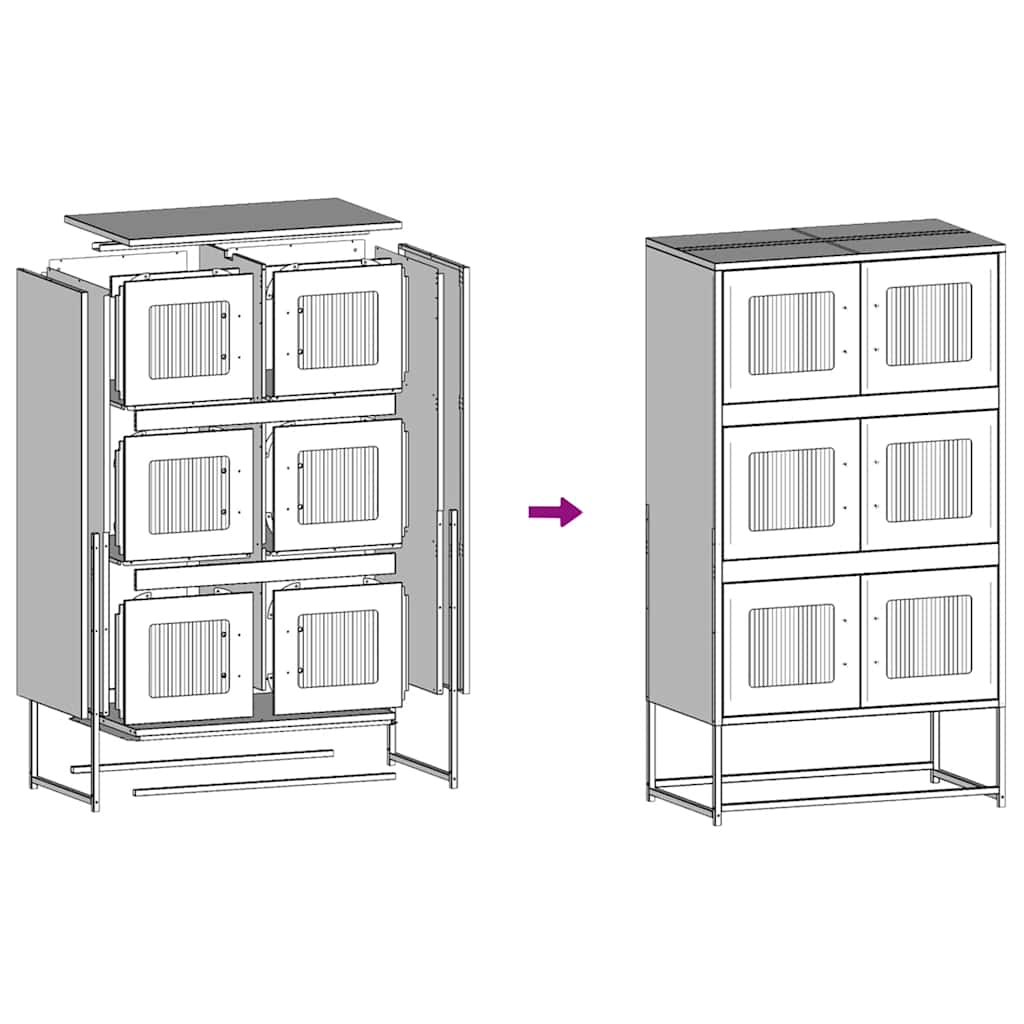 Credenza Nera 68x39x123 cm in Acciaio | homemem39