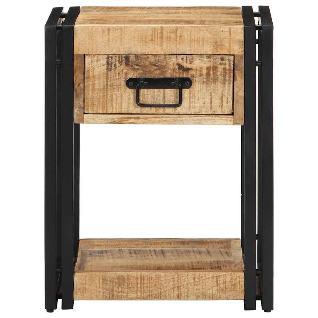 Comodino 40x35x50 cm in Legno Grezzo Massello di Mango